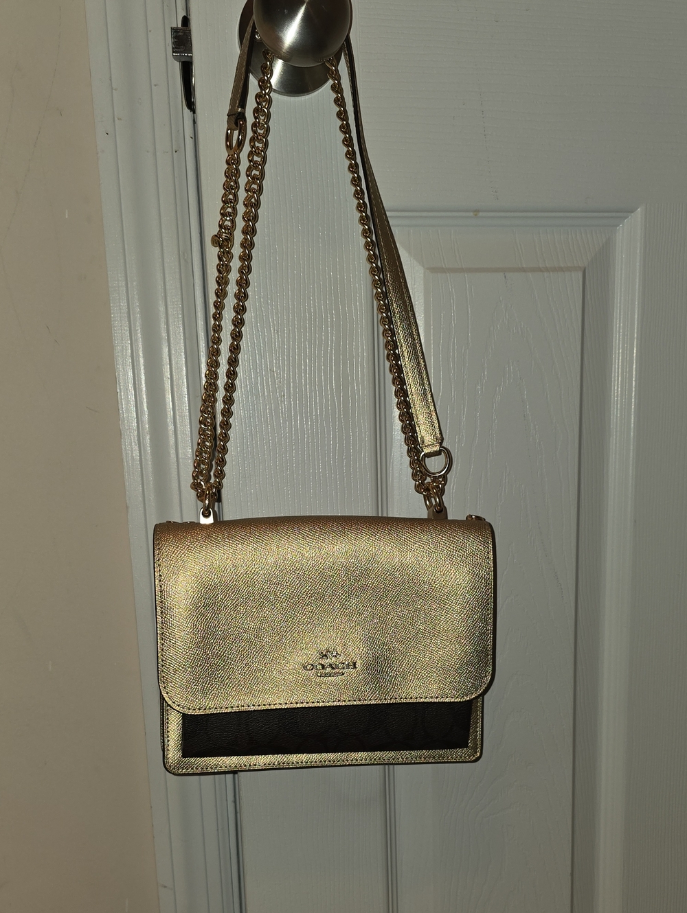 Coach Metallic Gold and Black Crossbody Bag